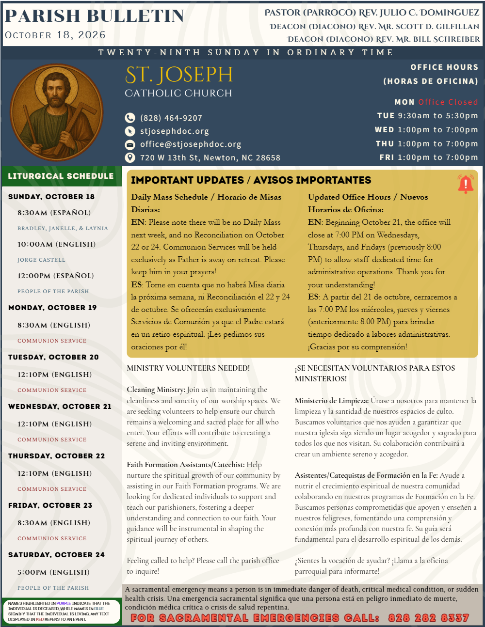 October 18 Our Bulletin